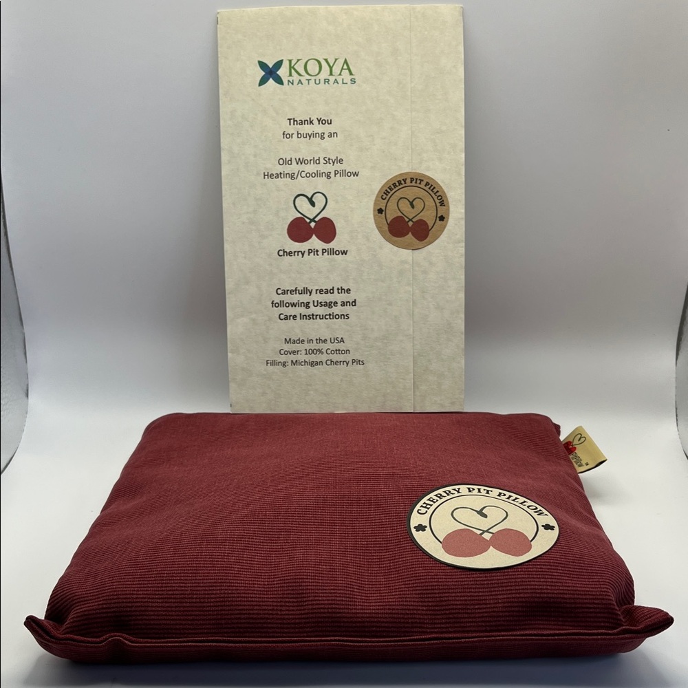 KOYA NATURALS Old World Style Cherry Pit Heating/Cooling Pillow - Red